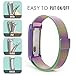 MoKo Fitbit Alta HR Bands With Frame, Metal Frame Housing + Milanese Loop Mesh Stainless Steel Replacement Bracelet Strap Band with Magnet Lock for Fitbit Alta and Fitbit Alta HR - COLORFUL