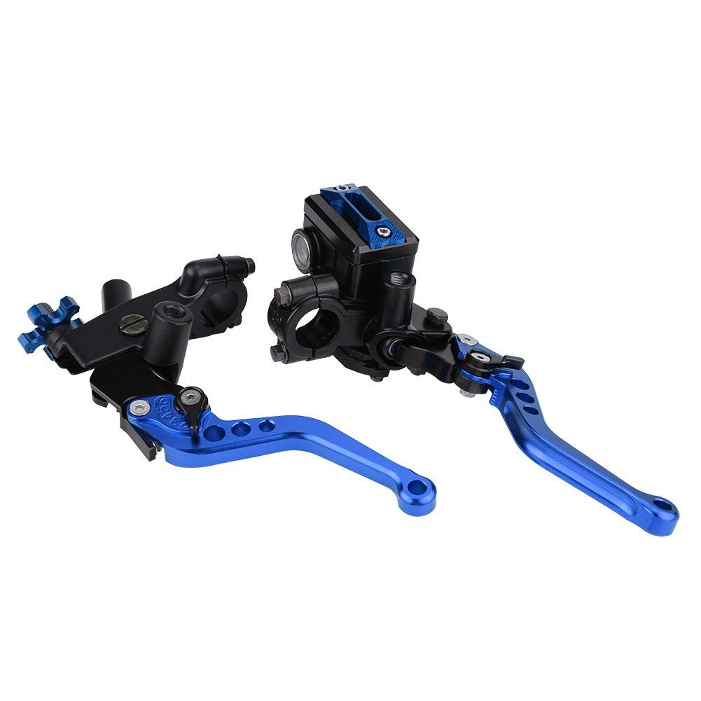 Tbest 1 Pair Right and Left Motorcycle Brake Lever with Master Cylinder, 7/8"(22mm) Universal Motorcycle Brake Clutch Master Cylinder Reservoir Levers(Blue)