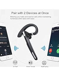 Auriculares Bluetooth inalámbrico Bluetooth V4.1 con 10 horas de tiempo de conversación y micrófono estéreo de cancelación de ruido, compatible con iPhone y teléfonos móviles Android para conducir negocio oficina (negro)