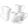 Porcelain Coffee Mugs Set of 6, 13 Ounce Coffee Cups with Handle, Ceramic Tea Mugs for Latte, Hot Tea, Cappuccino, Mocha, Cocoa, Mug Gift Set, Dishwasher and Microwave Safe, White