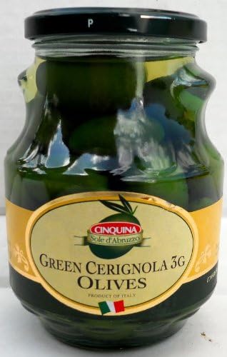 Cinquina (2 pack) Green Cerignola (3g giant size) 580ml jars whole olives from Italy