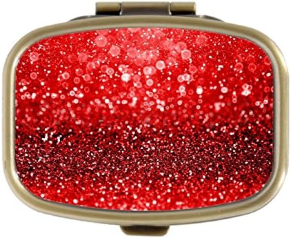 Cecillia Elegant Dark Black Red Glitter Sparkle Decorative Boxes Bronze Rectangular Pill Box Medicine Tablet Holder Wallet Organizer Case for Pocket or Purse