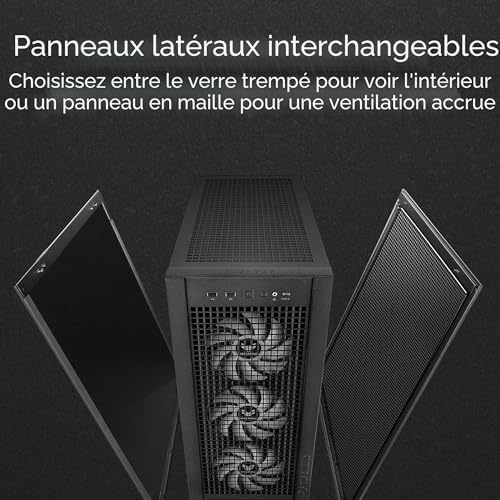 TUF Gaming GT302 ARGB ATX Mid-Tower Case Black - Four 140 x 28 mm ARGB Fans for High Airflow and Static Pressure, Interchangeable Tempered Glass and Mesh Side Panel, Hidden-Connector MB Support
