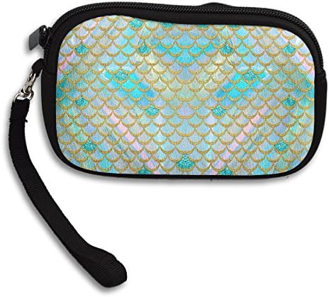 Watercolor Mermaid Scale Coin Purse Wallet Wristlet Pouch Coin Wallet Zipper Change Holder