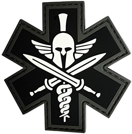 TacMorale PVC Tactical EMS Patch Black and Gray, 2 ¾”