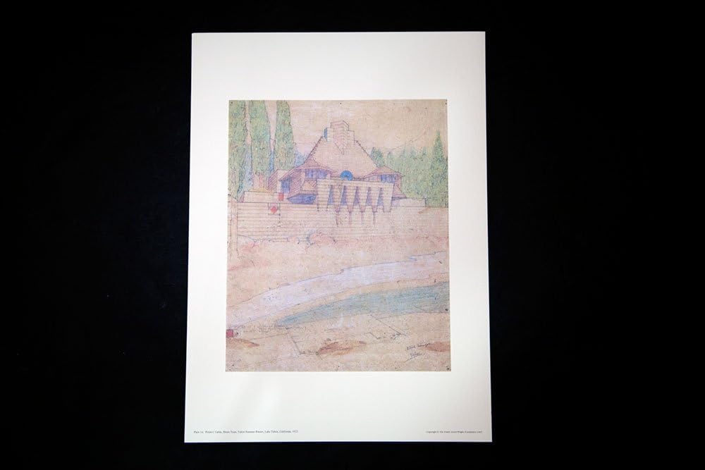 Frank Lloyd Wright (1867-1959) Lithograph Limited Edition, Numbered | Project: Cabin, Shore Type, Tahoe Summer Resort, Lake Tahoe, California, 1922 | Licensed Limited Edition by FLW Foundation, 1957