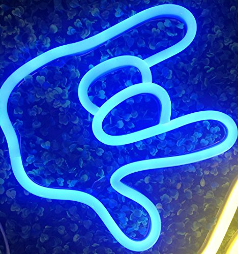 I Love You Gesture Finger& Palm LED Neon Sign Wall Decor Night Lights for Bedroom,Living Room, Christmas,Party as Kids Gift (Blue, Love Gesture)