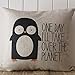 Moslion Decorative Cotton Linen Square Throw Pillow Case Cushion Cover Penguin Saying Pillowcase 18 
