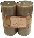 Vivre Royale TM #80-881-OL Set Of 2 Rustic Finish Pillar Candles, Scented Clove-cinnamon, Olive Green