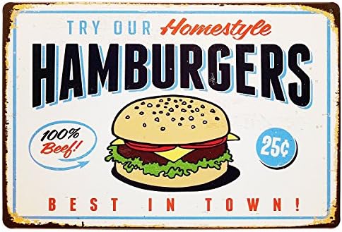 Lan Best in Town Hamburgers Retro Vintage Bar Signs Tin Sign Vintage