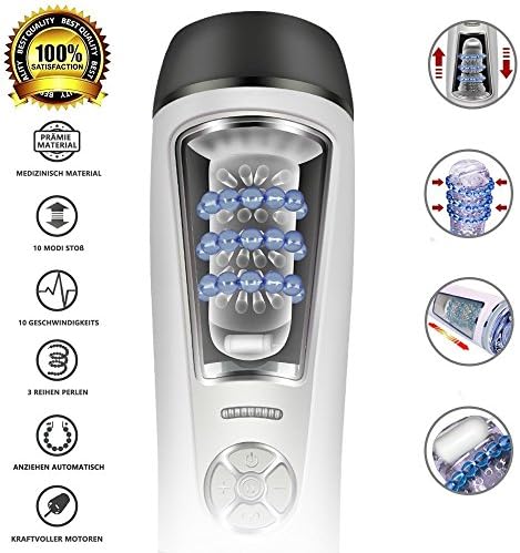 Large Size 2 in 1 Release hands and Built-in Multi-Frequency Vibration Male Masturbation Cup Beads 360° Tied Up and Automatic Piston Thrusting Retractable Toy for Man