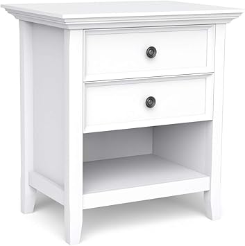 Amazon Com Simplihome Amherst Solid Wood 24 Inch Wide Transitional Bedside Nightstand Table In White Furniture Decor