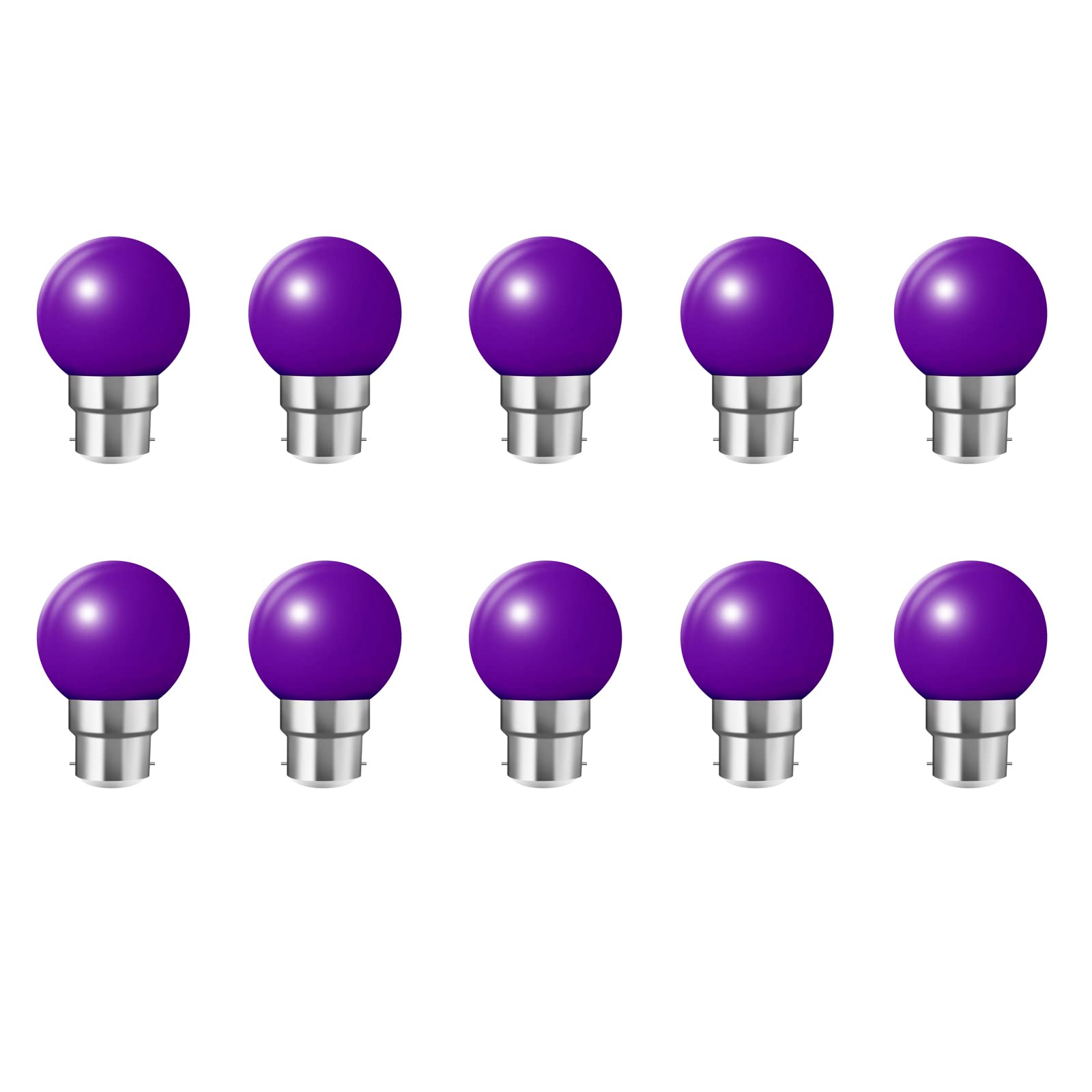 Jiotouhu 10x B22 Bayonet Cap LED Coloured Light Bulb Mini Globe Golfball Bulbs for Outdoor Patio Garden Party Christmas(Purple)