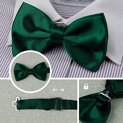 DBF2002 Bow Tie For Men Grey,Dark Green,Red,Orange,Blue Solid Poly Pre-tied Bow tie Present Box Set 5T By Dan Smith