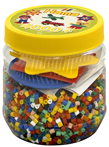 Hama Beads 4,000 Beads and Pegboard Tub, Yellow