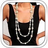Gangel Long Pearl Necklace for Women Layered Necklaces Jewelry Pearl Chain Necklace for Women