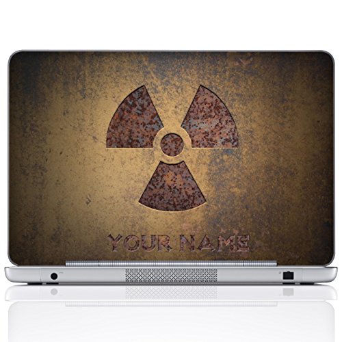 Meffort Inc Personalized Laptop Notebook Notebook Skin Sticker Cover Art Decal, Customize Your Name (15.6 Inch, Brown Radioactive)