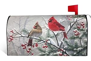 AEIOAE Winter Cardinal Bird Mailbox Covers Magnetic Standard Size 18" x 21", Winter Snow Birds Mailbox Covers Mail Wraps Cover Letter Post Box for Gardern Yard Outdoor Decor