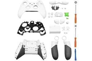 Hzxkqmil Housing Shell Kit for Xbox Elite 1st Controller, Replacement Full Case Cover Faceplate Middle Frame Side Rails ABXY LT RT Buttons LB RB Bumper Accessories (White)