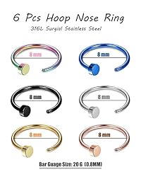 FIBO STEEL 24 piezas 20G Acero Inoxidable Aro Nariz Anillos Tornillo Stud Anillos Piercing Joyería Color CZ Incrustado