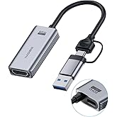 Hagibis USB3.0 Video Capture Card with 100W PD HDMI to USB/USB C 1080P HD 60fps Live and Record Video Audio Game MS2130 for Quest 3 2 Pro VR Switch2 PS4/5 Live Broadcast, Gaming, Streaming (UHC07P)