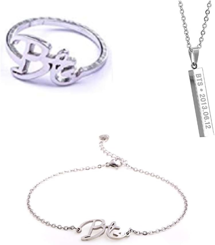 PINGJING BTS Bangtan Boys Exquisite Gift Collection and Gift with Key Pendant Necklace Finger Ring and Bracelet (BTS)