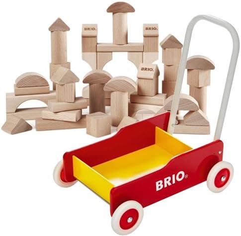 ブリオ Brio 知育玩具 手押し車と国産つみき40ピースセット 赤 手押し車 プルトイ おもちゃ Amazon