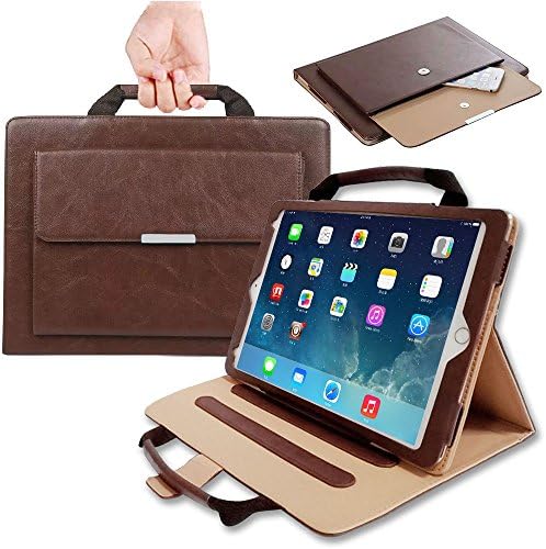 Wonzir Handbag iPad Case for New iPad 9.7（2017 2018）/iPad Pro 9.7/iPad Air 1 2, Premium PU Leather Wallet Case with Stand Auto Wake/Sleep Document Card Pocket, Smart Slim Fit Folio Cover (Brown)