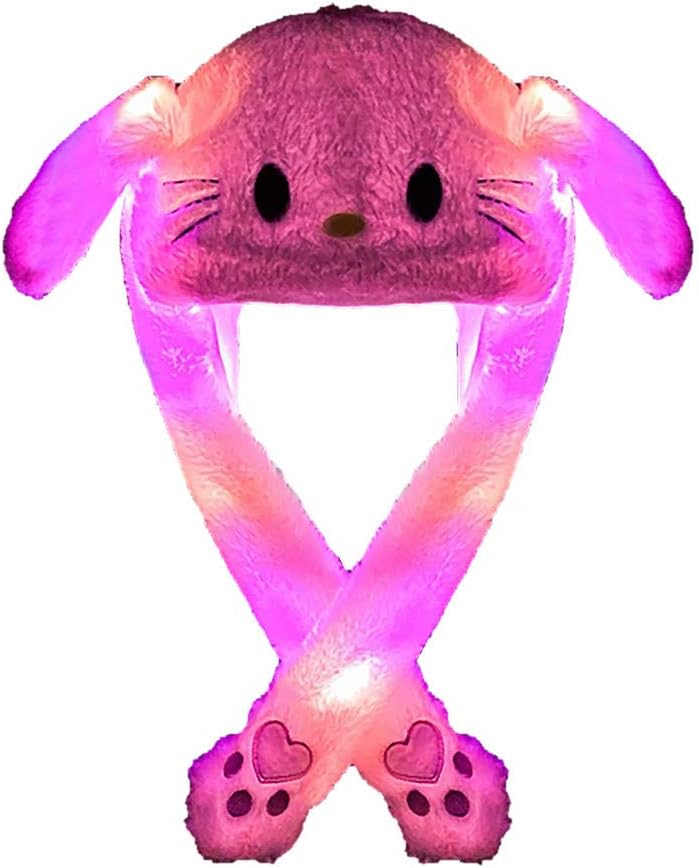 Led Rabbit Hat Ear Moving Jumping Hat Funny Bunny Plush Hat Cap for Women Girls, Cosplay Christmas Party Holiday Hat