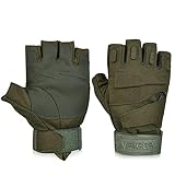 Vbiger Military Half-finger Fingerless Tactical Airsoft Hunting Riding Cycling Gloves (Army Green, M)