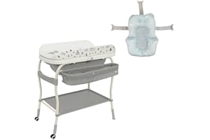 LiftNest 2-in-1 Baby Bathtub with Changing Table and Stand, Storage Basket and Tray, Waterproof Design, Adjustable Height, Wa