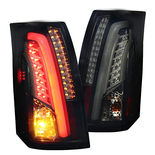 Spec-D Tuning Glossy Black Housing Smoke Lens LED Bar Tail Lights for 2003-2007 Cadillac Cts Taillig