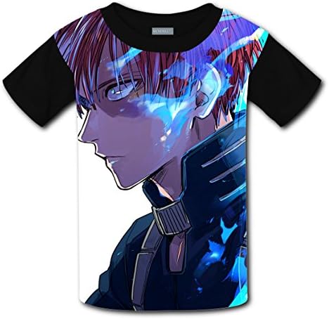 ILYLHSMM Shouto Todoroki Unisex T Shirt Short Sleeve 3D Fun Tee Shirts for Kids M