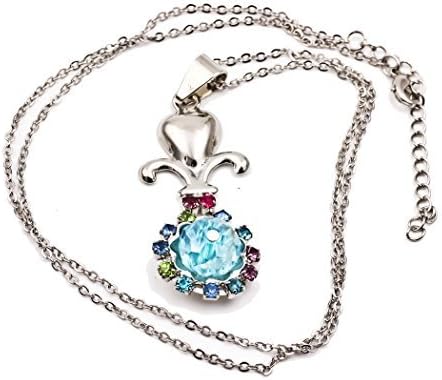 Wealthmao 24K Rhodium Plated Heart Flowers Chain Pendant Necklace Simple Rhinestone Women Girls