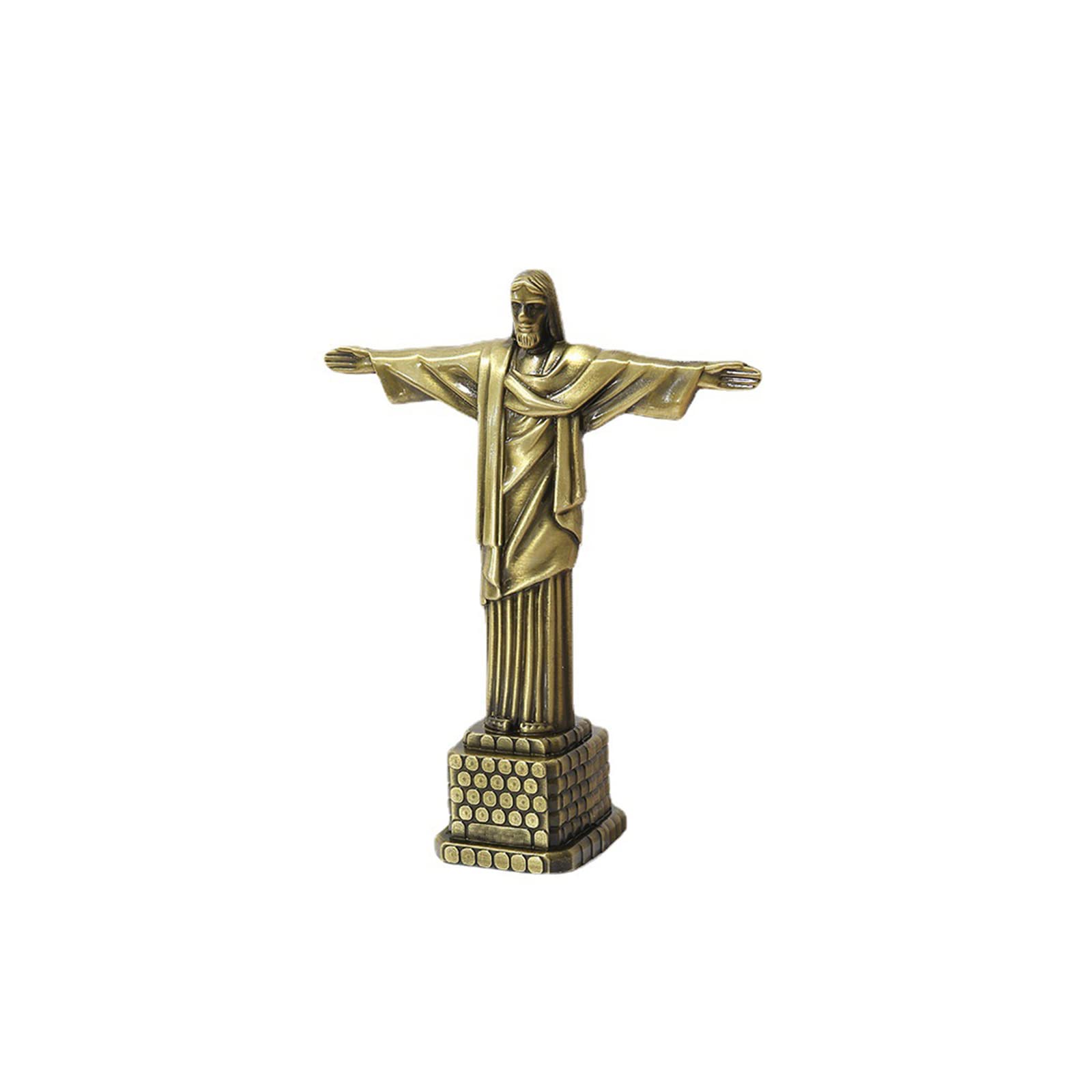 YINSHIU Redeemer Statue of Jesus Figurine - Vintage Style Small Metal Model for Home, Office Decor - Nativity Scene Christmas Decoration, Cross, Crucifix