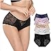 LROCEN Womens Lace Underwear Hipster Panties,2 Pack Soft Seamless Sexy Lace Briefs Underpants Underwear for Women (5 Pack(Black,Blue,Yellow,White,Pink), S)