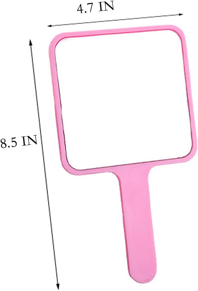 Aestivate Rectangle Hand Mirror, Travel Handheld Mirror, Small Cosmetic Mirror with Handle (Pink): Furniture & Decor