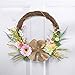 Pink Spring Daisy Wreath With Burlap Bow, Pink