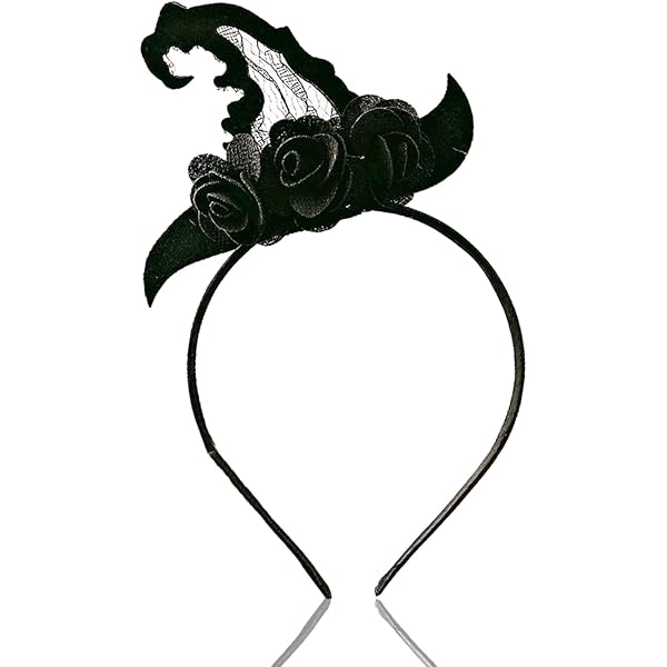 Diadema De Bruja Con Sombrero, Velo, Plumas Y Flor, Ligera Y Cómoda, Para Halloween, Carnaval Y Fiestas De Disfraces