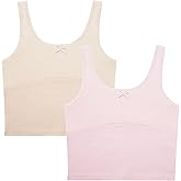 FEOYA Teen Girls Camisole Training Cotton Bra Round Neck Tank Top with Shelf Bra 2/3 Pack