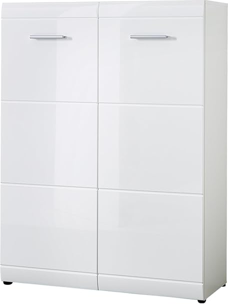 Pegane Armoire Meuble A Chaussures En Mdf Coloris Blanc Brillant H 120 X L 89 X P 36 Cm Amazon Fr Cuisine Maison