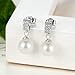 VANKER Women 925 Sterling Silver Round Stud White Shell Pearl Earrings
