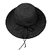 Linen Wide Brim Summer Beach Sun Hat for Women Foldable Travel Packable UV Bucket Cap (Black)
