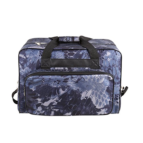 Anfan Floral Sewing Machine Carrying Case Tote Bag Padded Storage Cover Carry Case with Pockets and Handles (Navy Blue)