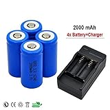 Ankong 4x 2000mah 3.7v Cr123a 16340 Li-ion Rechargeable Battery +Charger