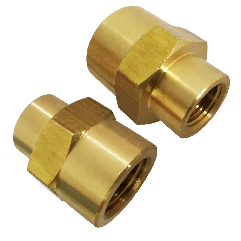 Photo 1 of Legines NPT Reducing Coupling Brass 1/4" Female x 1/8" Female, Hex Reducer Coupler Adapter Pipe Fitting 1200psi (Pack of 2)
