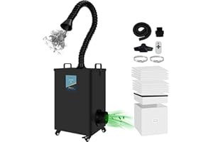 FumeClear FC-2002A Laser Fume Extractor for S1, D1 Pro 10W to 20W Laser Engraver, 260m³/h Strong Suction, Low-Noise with 12 Filters Solder Fume Extractor for Soldering Laser Engraving Smoke Cleaning