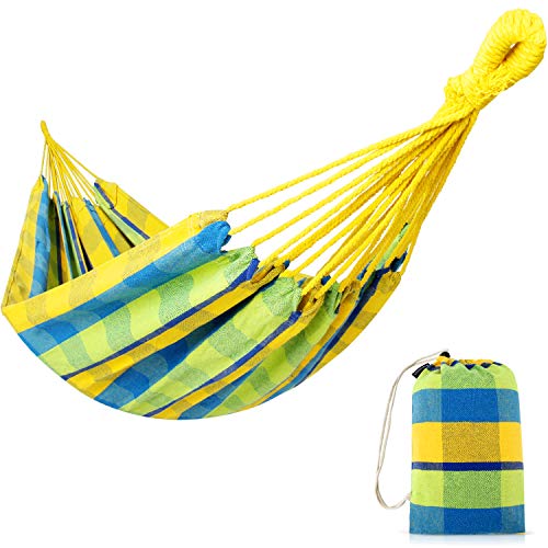 INNO STAGE HappyPicnic Doppel brasilianische breite Hängematte Baumwollstoff Reise Camping Hängematte mit 2 Personen für…