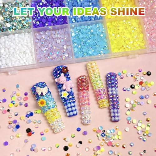 32000Pcs Resin Jelly Rhinestones for Bedazzling, Multicolor 3mm Flatback Gems for Diamond Art, Bedazzler Kit with 3Pcs 10ml B7000 Jewelry Glue for Nail Art Crafting Book Makeup (3mm · 32000PCS)
