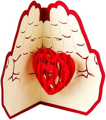 Aruie Carte De Vœux 3d Coeur Creux Les Main En Papier Imprime Plie Fete Des Meres Fete Des Peres Fait Main Benediction Carte Cadeau Pour Maman Papa Amazon Fr Bijoux
